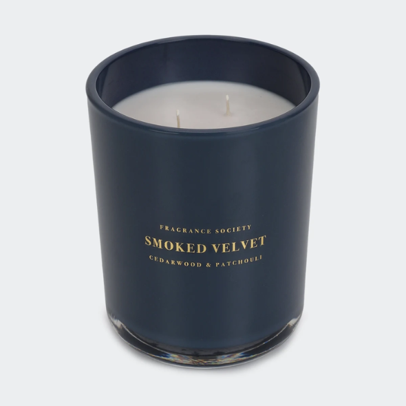 25. kmart Fragrance Society Smoked Velvet Cedarwood and Patchouli Soy Wax Blend Fragrant Candle $14.png